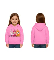 Unisex Baskılı Çocuk Swaetshirt Labubu Baskılı Kapüşonlu 3 İplik Şardonlu (Pembe)