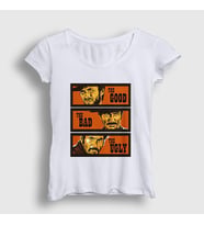 Presmono Kadın Beyaz Trio Film The Good The Bad And The Ugly T-Shirt 252562tt