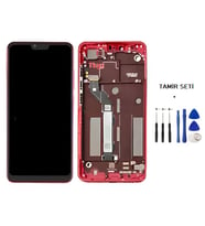 Xiaomi Mİ 8 LİTE Uyumlu Lcd Ekran Dokunmatik Servis ÇITALI KIRMIZI + TAMİR SETİ
