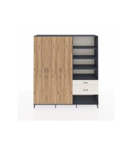 Hyperion Dolap 16 Raflı 2 Çekmeceli 3 Kapaklı 220x44x243 Antrasit-Çam/Aytaşı