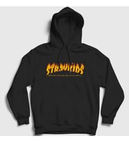 Presmono Unisex Siyah Thrasher K-Pop Stray Kids Kapüşonlu Sweatshirt 414101tt