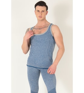 Sporcu Gym Seamless Dikişsiz T-shirt (Mavi)