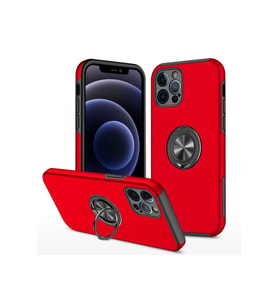 Newface Apple iPhone 12 Pro Max Kılıf Elit Yüzüklü Kapak - Kırmızı
