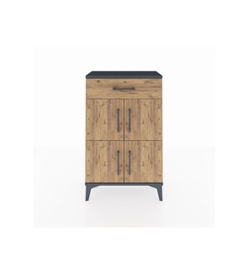 Arges Komodin Tek Raflı Tek Çekmeceli 4 Kapaklı 60x30x96 Antrasit-Çam