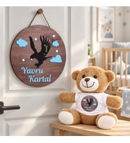 Kişiye Özel Bebek Kapı Süsü (Peluş Ayıcık Hediyeli) – Baby Shower / Hastane Odası