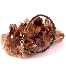 Siyah Opal Taşı Gümüş Bileklik - 3 mm