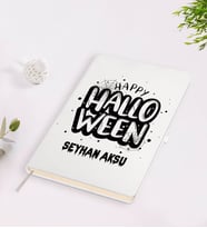 BK Gift Kişiye Özel Happy Halloween Tasarımlı Beyaz Defter-1