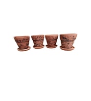 4 ADET ANTİK GÖRÜNÜMLÜ TOPRAK SAKSI 12*12 CM