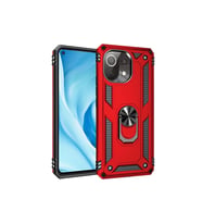 Newface Xiaomi Mİ 11 Lite Kılıf Sofya Yüzüklü Silikon Kapak - Kırmızı