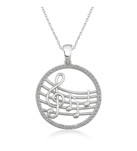 925 Ayar Gümüş Müzik Temalı Kadın Gümüş Kolye