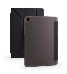 Samsung Galaxy Tab S6 Lite P610 Kılıf Kalem Bölmeli Standlı Ön Arka Tam Koruma Katlanabilir Uyku Modlu Kılıf Tri Folding (Siyah)