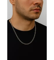 Gümüş Renk Oval Dikdörtgen Unisex Çelik Kolye - 3358