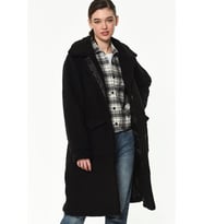 Dewberry Kadın %100 Polyester Peluş Kaban Siyah Z6667 Günlük Dış Giyim, Katmanlı Kombin, Şehir ve Ofis Stili