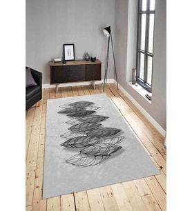 Dijital Baskılı Yıkanabilir Kaymaz Modern Renkli Salon Halısı Mutfak Halısı Yolluk ND-HY-1002 (Gri)