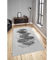 Dijital Baskılı Yıkanabilir Kaymaz Modern Renkli Salon Halısı Mutfak Halısı Yolluk ND-HY-1002 (Gri)