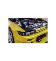 Ahşap Tablo Sarı Spor Araba Far Ve Motor Detayı (25x35 Cm Boyut)