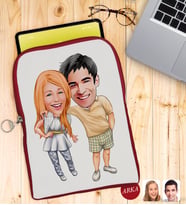 BK Gift Kişiye Özel Sevgililer Karikatürlü Taşınabilir Koruyucu Tablet Kılıfı & Organizer Çanta - Kırmızı-98