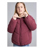 Defacto Peluş Yakalı Kapitone Fermuarlı Bordo Kız Çocuk Mont H8014A8/BR170
