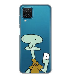 Samsung Galaxy M32 Uyumlu Squidward Selfie Tasarımlı Şeffaf Telefon Kılıfı