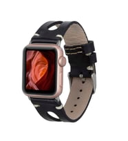Apple Watch Uyumlu Deri Kordon 42-44-45mm 42BA2 RST1 (Siyah)
