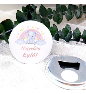 15 Adet Gokkuşak Sevimli Fil Baskılı Kız Bebek Açacak Magnet Hediyelik-