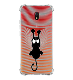 Xiaomi Redmi 8A Köşe Korumalı Antişok Kapak Çizgi Kedi Tasarımlı Şeffaf Silikon Kılıf