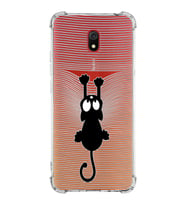 Xiaomi Redmi 8A Köşe Korumalı Antişok Kapak Çizgi Kedi Tasarımlı Şeffaf Silikon Kılıf