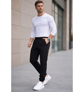 Erkek  Yazlık Paraşüt Jogger Eşofman Altı – Rahat Kesim 82166 Siyah