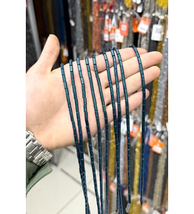 Hematit Taşı Silindir Kesim Parlak Mavi 4x8mm Doğal Taş Dizi