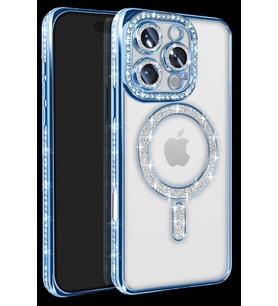 iPhone 16 Pro Max Kılıf Joke Simli Magneticsafe Kılıf - Mavi