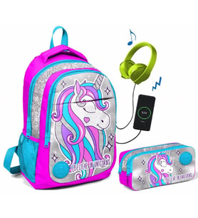 Coral High Pembe Unicorn Baskılı Okul Çanta Seti - Kız Çocuk