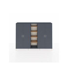 Arges Dolap 12 Raflı 4 Kapaklı 220x30x163 Antrasit-Antrasit/Çam