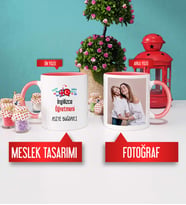 İngilizce Öğretmenine Hediye İngilizce Öğretmeni Kupa Bardak Pembe Fotoğraflı
