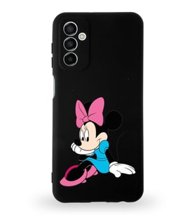 Samsung Galaxy M13 Uyumlu Lansman Kılıf Altı Kapalı İçi Kadife  Minnie Mouse-E Tasarımlı  Kapak (Şeffaf)