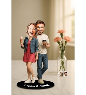 Kişiye Özel Sevgili Karikatürlü Ahşap Biblo Model 68
