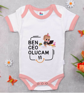 BK Kids Ceo Olucam Tasarımlı Pembe Bebek Body Zıbın-2