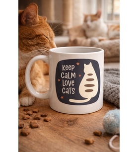 Northcity Keep Calm Love Cats Kedi Temalı Porselen Kahve & Çay Kupası – Sevimli Tasarım