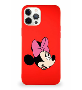 Apple iPhone 12 Pro Max Soft Premier Kapak Minnie Mouse-A Tasarımlı Silikon Kılıf - Kırmızı (Şeffaf)