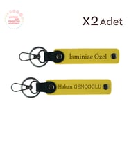 Anneye Manevi Armağan, İsim & Soyisim Kişiselleştirilmiş 2’li Anahtarlık, Sarı