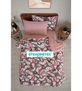 ETE HOMETEX TEK KİŞİLİK WELSOFT YORGAN 155X215CM GEOMETRİK DESEN PUDRA 8696474231755