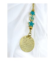 Turkuaz Balık Lotus Çiçeği Metal Ayetel Kürsi Altın Renkli Araba Dikiz Ayna Süsü