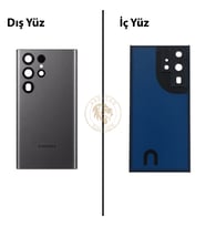 Samsung S22 Ultra Grafit Arka Pil Kapağı Batarya Kapağı Lazer Kesim Back Cover