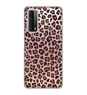 Huawei P Smart 2021 Uyumlu Leopar Desenli Şeffaf Telefon Kılıfı
