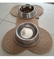 Evcil Hayvan Mama Paspası, %100 El Yapımı Kedi Köpek Mama Altlığı, Hasır