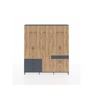 Arges Dolap 11 Raflı 4 Çekmeceli 2 Askılı 220x30x243 Antrasit-Çam/Antrasit