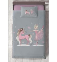 MEKTA HOME BEBEK VE ÇOCUK ODASI Pembe Unicorn ve Kız Desenli Yatak Örtüsü