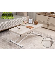 Mini Akıllı Sehpa Üst Tabla Oval Köşe Lizbon Alt Ayak Beyaz Dışa K