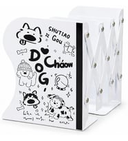 Karikatür Baskılı Teleskopik Metal Kitap Tutucu, Masaüstü Kitap Desteği ve Raf Düzenleyici Stand, 10-50 cm Genişleyebilir, Mıknatıslı Kalemlik Hediyeli, Dog-1