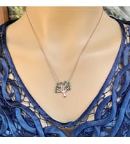 Rose Kaplama Renkli Hayat Ağacım Gümüş kolye (Karışık)