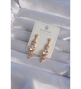 XUPİNG Rose Renk Zirkon Taşlı Geometrik Sallantılı Küpe 5886 - SSSSSS6218-3426